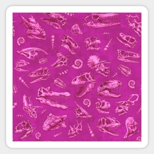 Dinosaur skull sketch tiled pattern pink girls Sticker